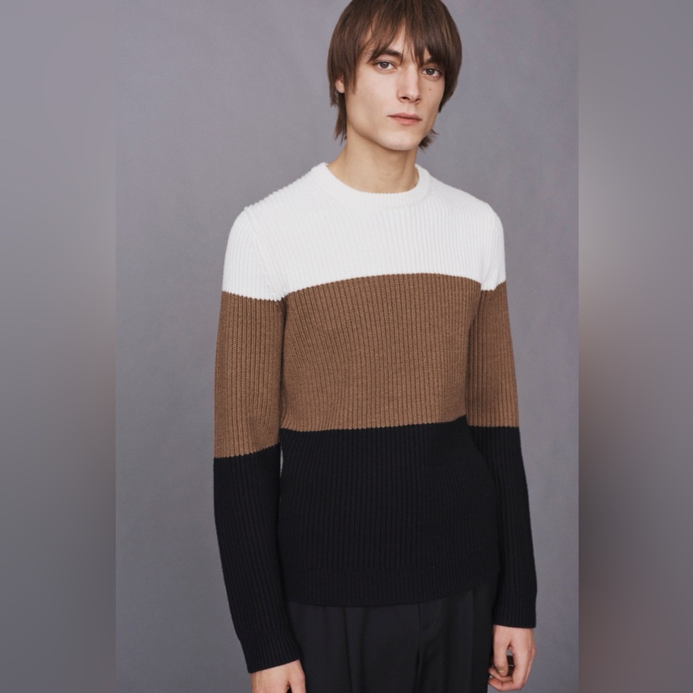 Theory ‘Romman’ Color Block Merino Wool Crewneck … - image 5
